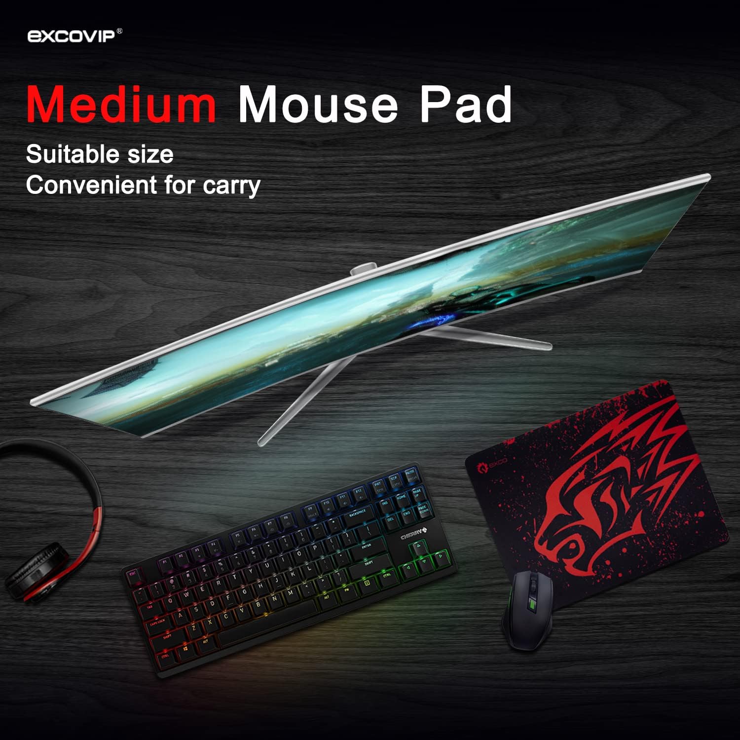 excovip Small Red Leopard Mouse pad Space Desk Gaming Design Black red for Glorious Keyboard Computer Black Cool Funny 3D Company The Office Desktop Thin mat Size Clear Design Medium 3531