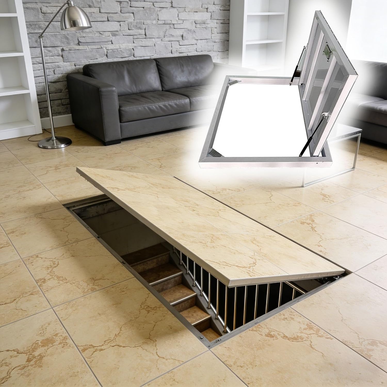 Hidden Ceiling Hatch Basement Cellar Access, Manual Home Concealed Tile ...