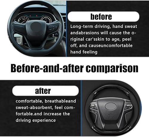 Miniatura 3 de Pack-1 Car Carbon Fiber Steering Wheel Cover, 14.9" Non-Slip Breathable Steering Wheel Cap for All Seasons, Anti-Scratch and Wear-Resistant