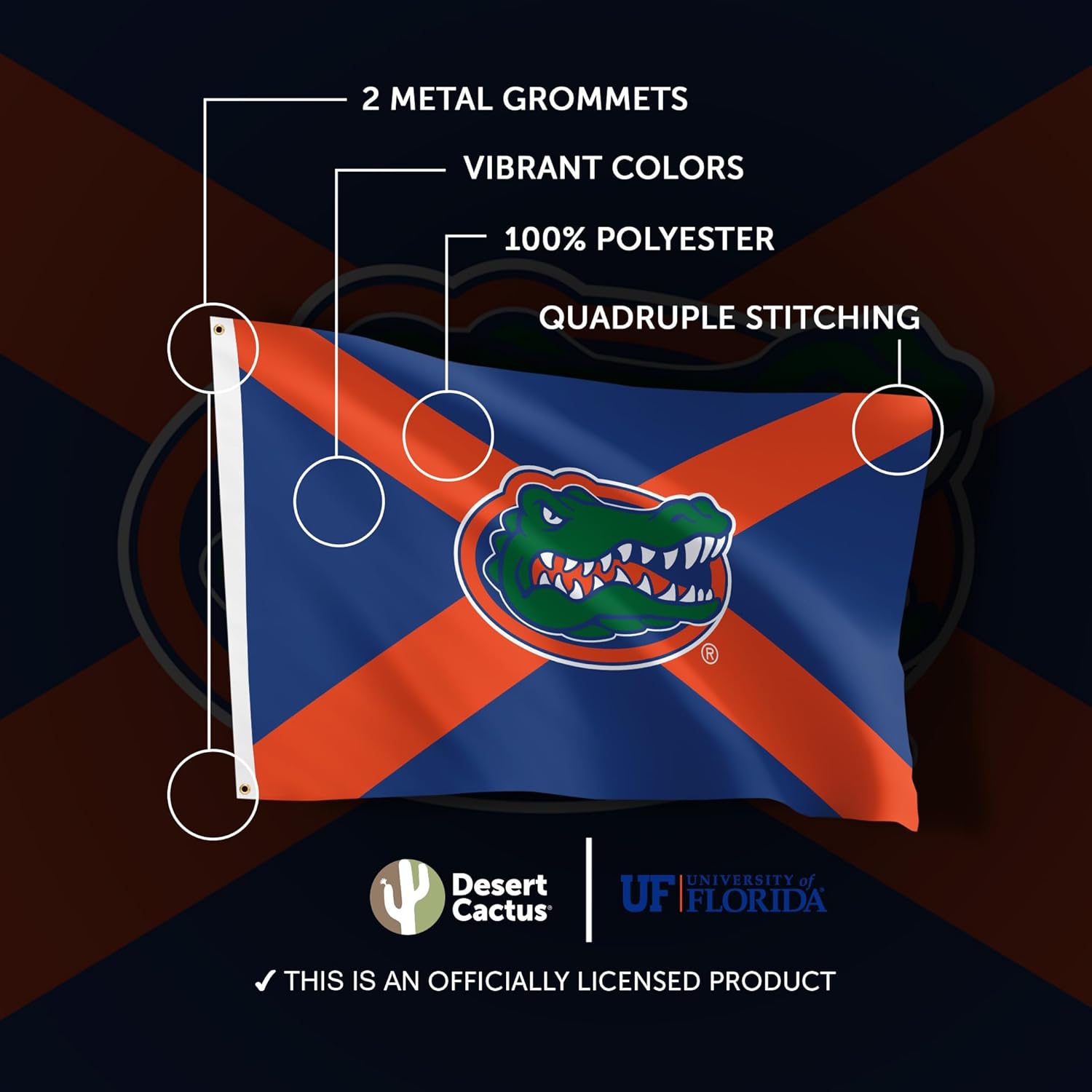 Desert Cactus University of Florida Flag UF Gators Banner 100% Polyester Indoor Outdoor 3x5 feet Flags (Design X) - Image 4