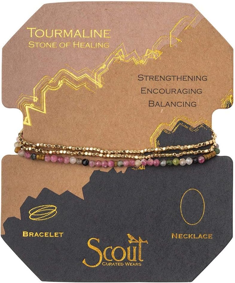 Scout Curated Wears - Women's Delicate Stone Wrap Bracelet & Necklace - Tourmaline/Gold - Stone of Healing
