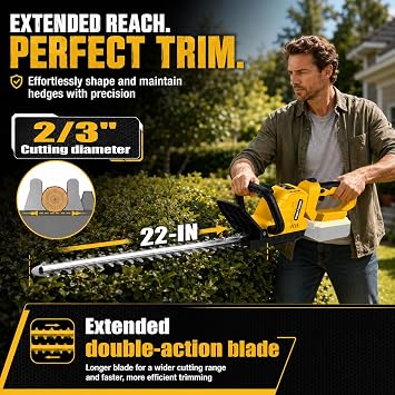 Hedge Trimmer Cordless 22 Compatible with DEWALT 20V MAX Battery