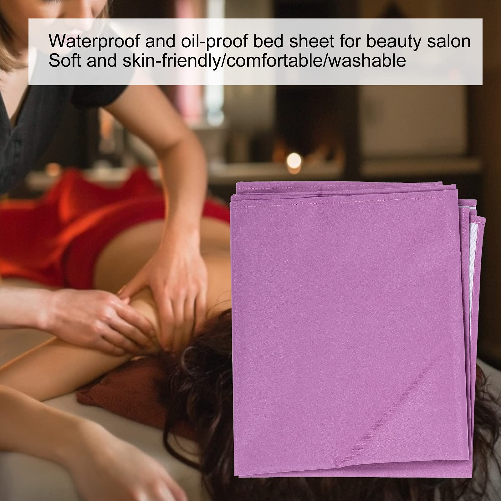 Lenzuolo Massaggio, 200x115 Cm Copri Lettino Massaggio SPA con Foro per il Viso, Lenzuolo Salone Impermeabile Resistente All'olio Copri Lettino Massaggio Protettivo Spesso(viola)