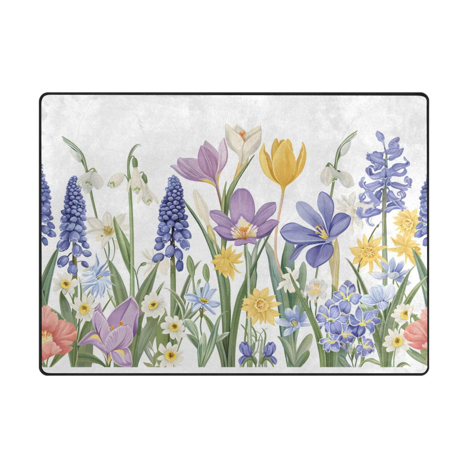 Tapis de sol doux fleurs florales pour salon chaleureux et chambre
