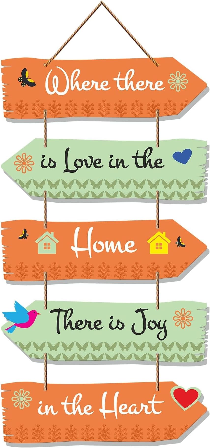Artvibes Home Quotes Decorative Wall Art Wooden Hanger For Living Room | Bedroom | Gifts | Modern Painting Artworks Hangings For Home Decoration (Wh_7302N) Set Of 5