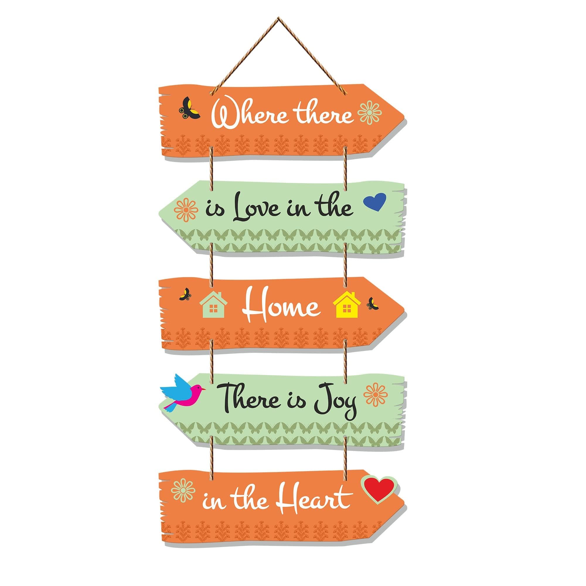 Artvibes Home Quotes Decorative Wall Art Wooden Hanger For Living Room | Bedroom | Gifts | Modern Painting Artworks Hangings For Home Decoration (Wh_7302N) Set Of 5