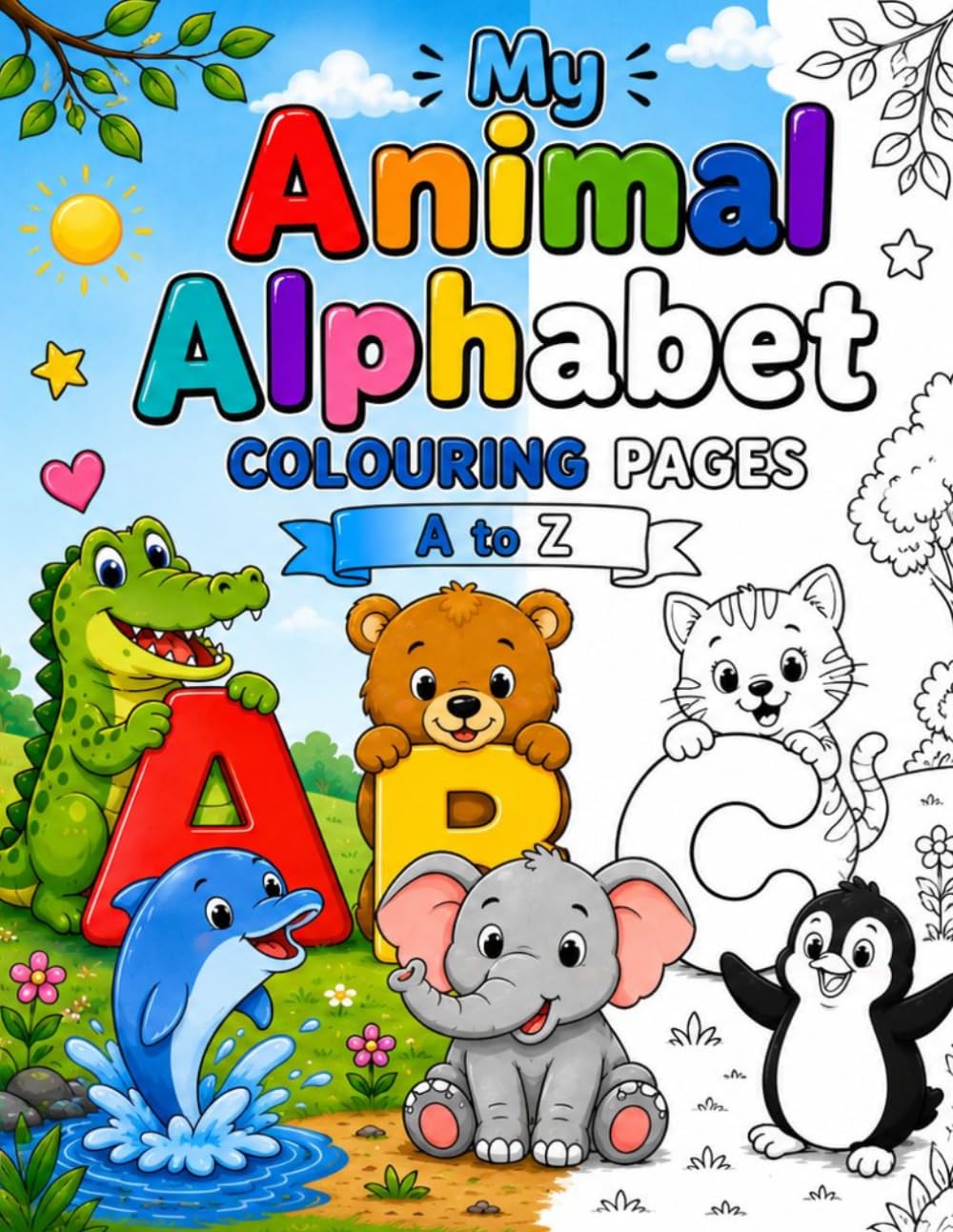 Alphabet Colouring Book for Kids: Animals