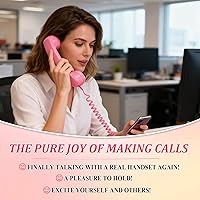 Vista 4 de Auricular retro para teléfono fijo para iPhone y Android, receptor de teléfono celular con micrófono y altavoz, auricular retro para teléfono fijo