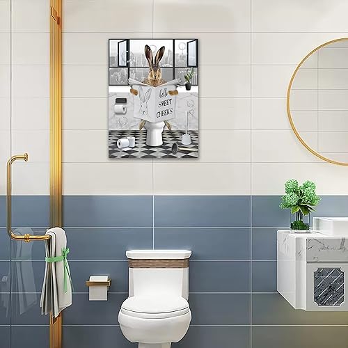 Vista 12 de PIMULSAA Póster divertido de burro sentado en el inodoro, lectura de periódico, arte de pared para inodoro y baño (marco, 8 x 10 pulgadas)