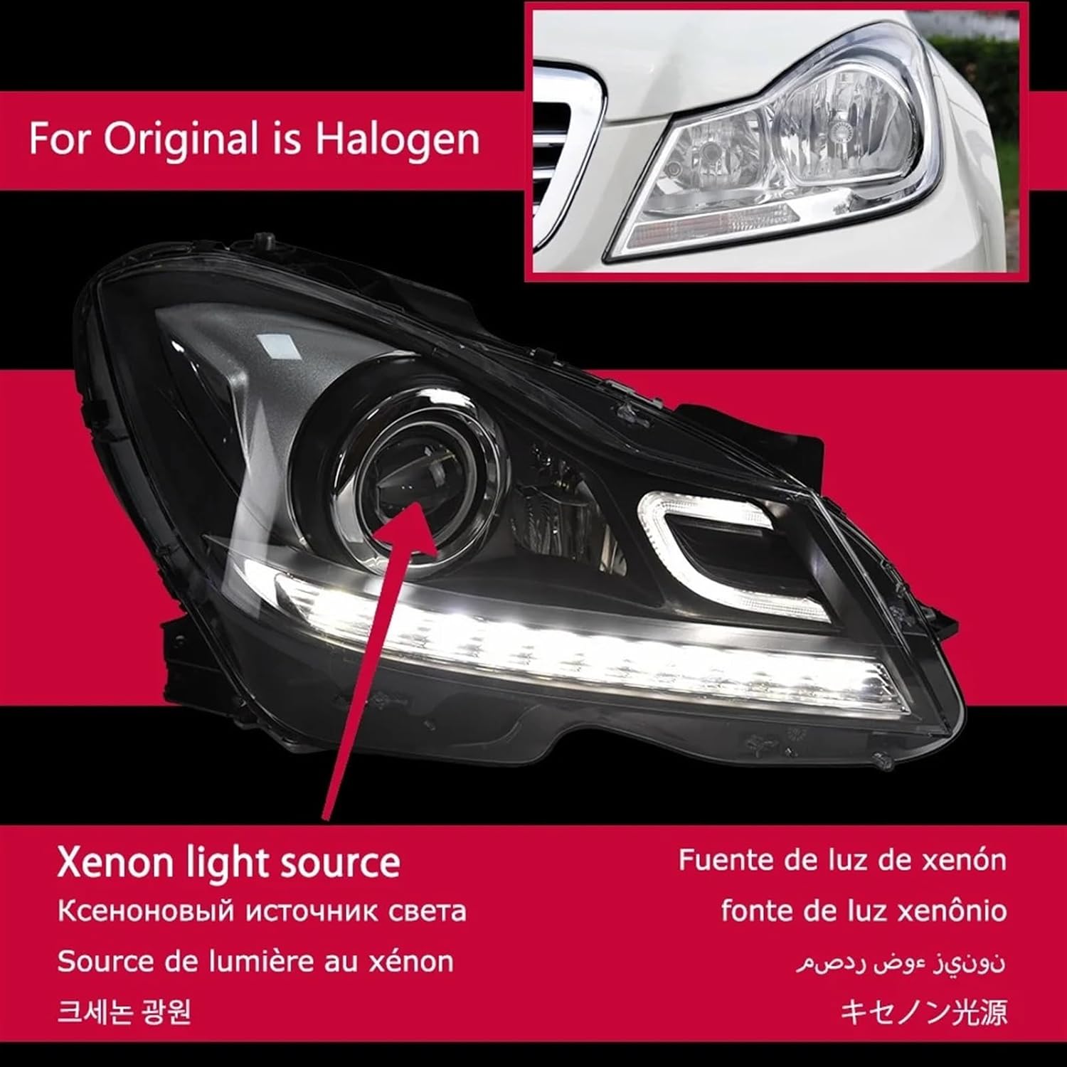 Car Lights Compatible For Benz W204 LED Headlight 2011-2013 C200 C260 DRL Signal Front Head Lamp Hid Bi Xenon Automotive Accessories