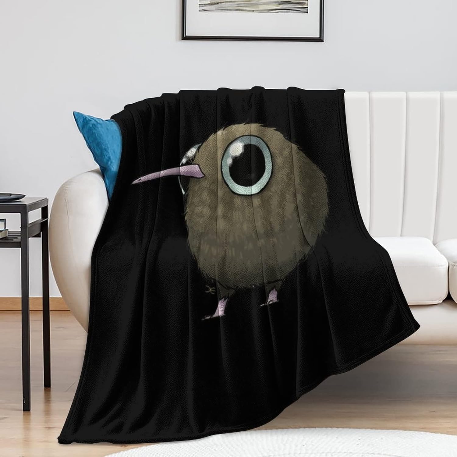 Cute Fat Kiwi Bird Flannel Blanket Soft Warm Plush Couch Blanket Throw Blanket for Bed Sofa Chairs