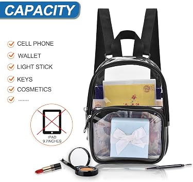 USPECLARE Clear Mini Backpack Stadium Approved for Little Boys & Girls, Transparent Backpack for Concert, Festival, Sport Events