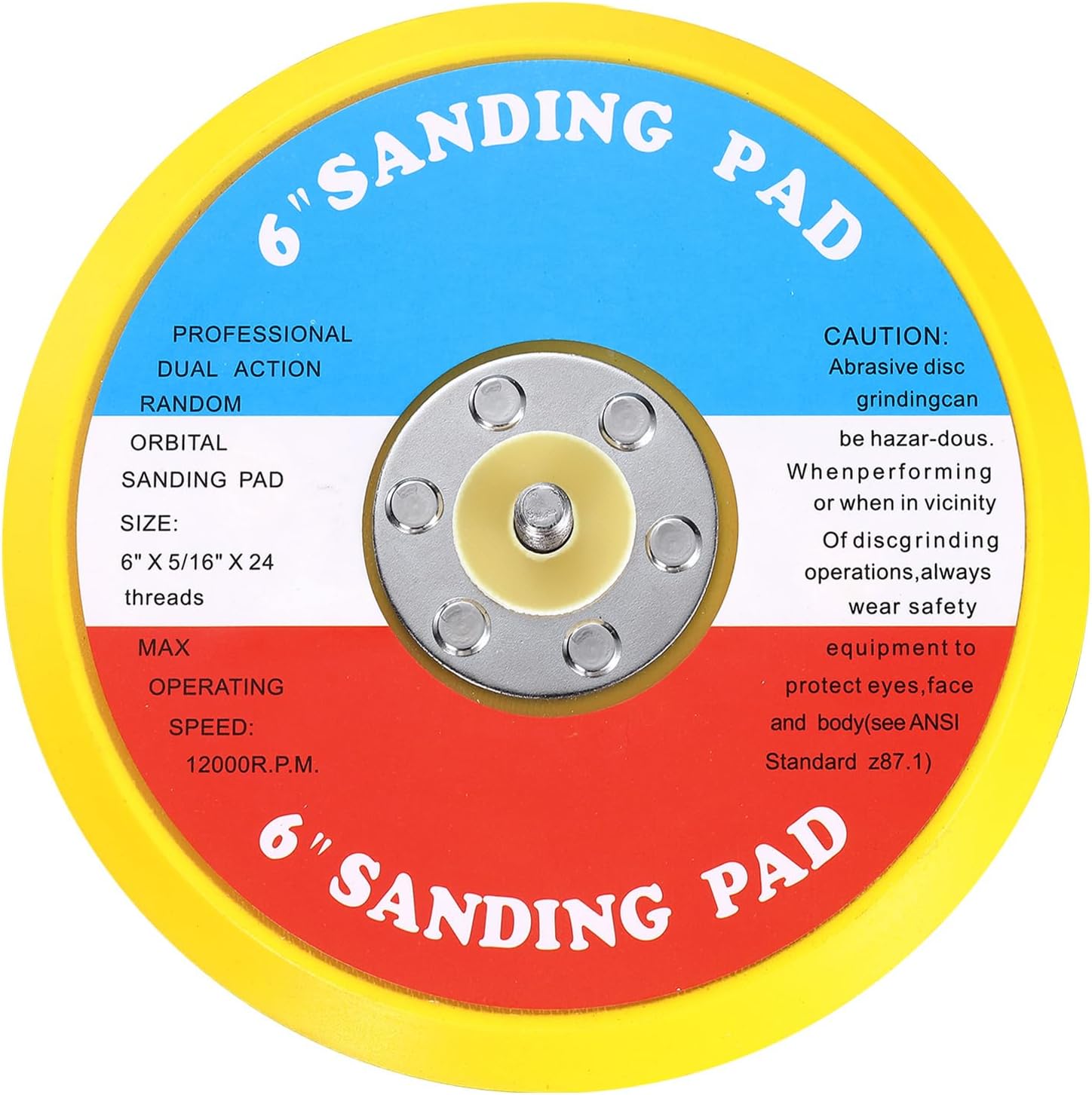 uxcell 6 Inch Hook and Loop Backing Sanding Pads with 5/16"-24 Thread for Diamond Sanding Finishing Polishing Buffing Pads, Orange