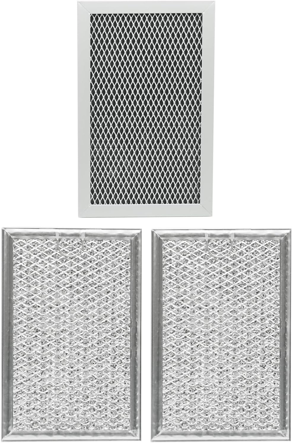 2-Pack Microwave Greasae Filter Compatible with GE QVM7167RN8SS JVM6175EK6ES JVM6175SK6SS JVM6175YK6FS And More (Charcoal +Grease Filter)
