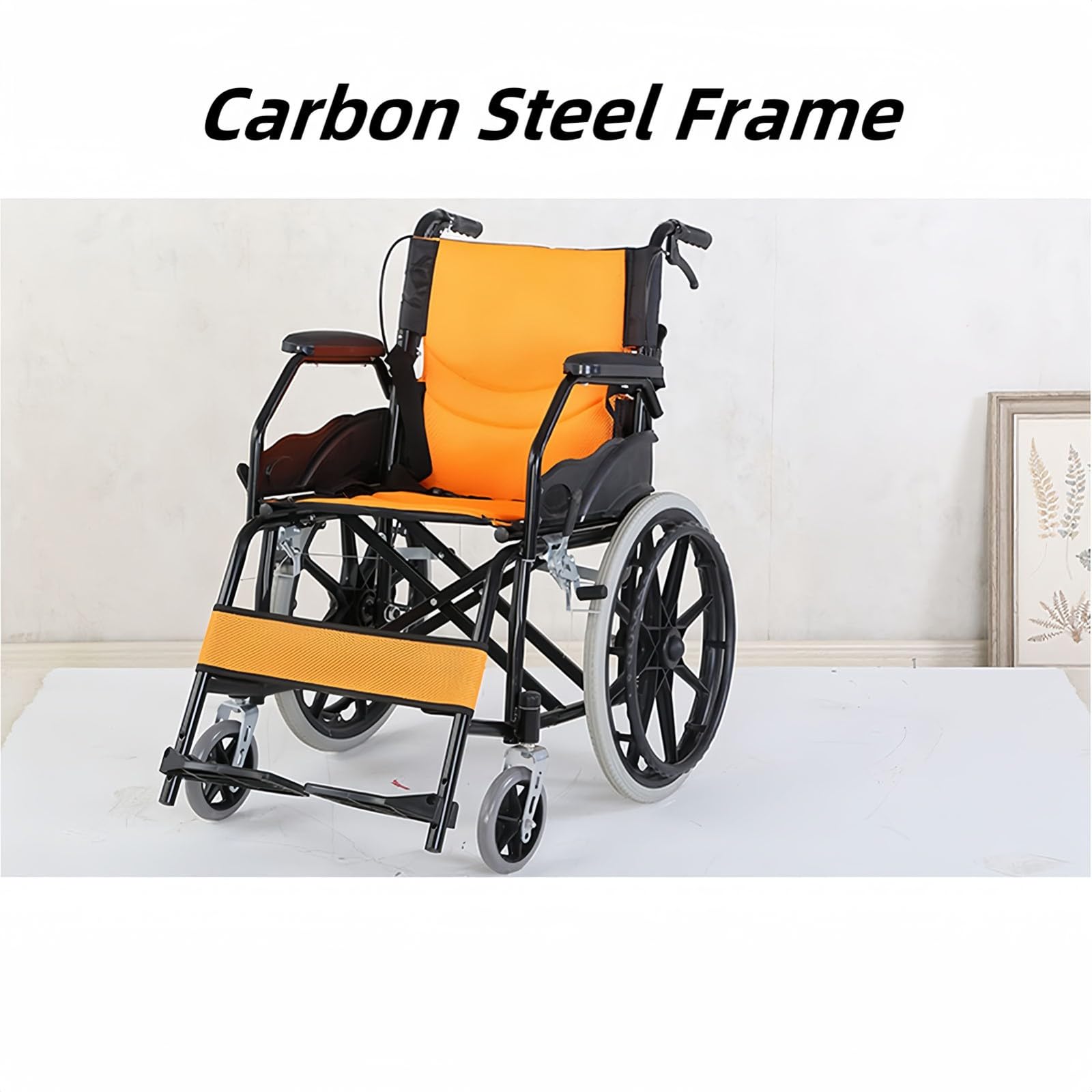 Silla Ruedas Liviana y Plegable con Freno Tambor, Silla Ruedas de Viaje para discapacitados, Sillas Ruedas autopropulsadas Estrechas y Livianas, Capacidad de Carga 150 kg 4