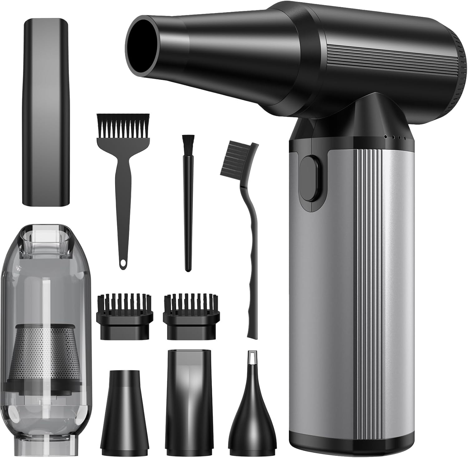 Electric Compressed Air Duster & Keyboard Duster, 2-in-1 Blower & Vacuum with 180W Brushless Motor, 6000mAh Battery, 3-Gear Adjustable for Computers, Cars, Furniture, and Outdoor Cleaning