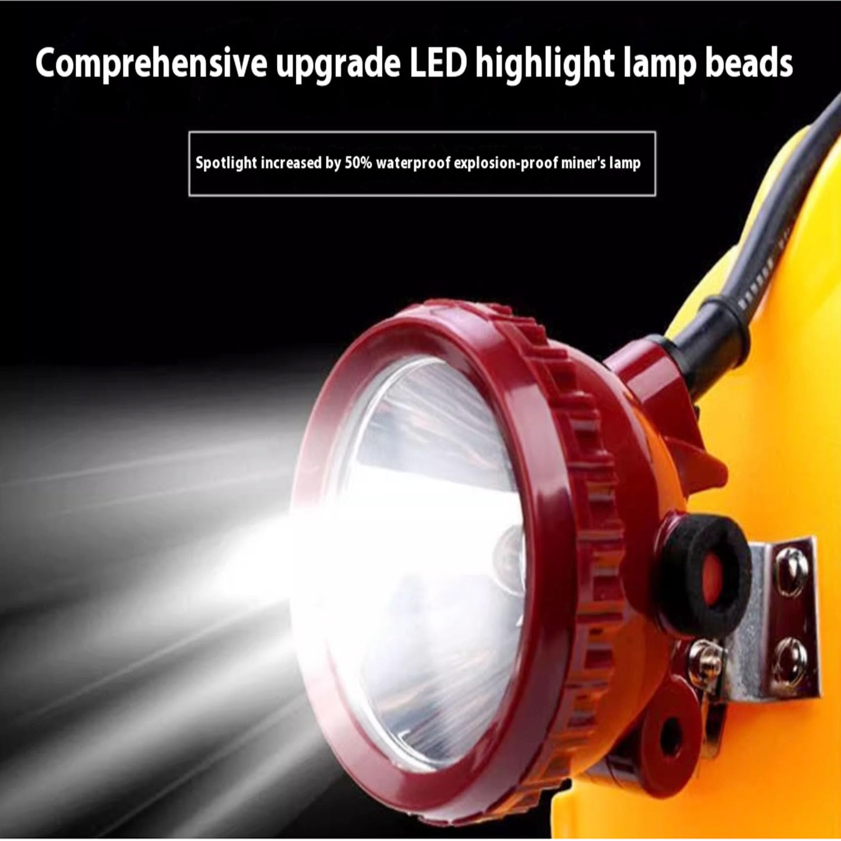 Linterna frontal LED recargable, luz de minería impermeable, lámpara de tapa a prueba de explosiones para casco duro, linterna de cabeza de batería de larga duración para camping, senderismo, correr
