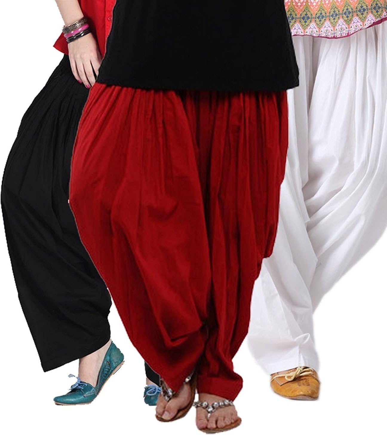 Women's Loose Fit Mid Rise Cotton Patiala Pants (kris-patiala-3_black_40)