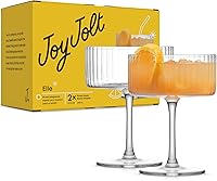 Vista 11 de JoyJolt Elle Copas de Vino Acanaladas, Juego de 2 Copas de Vino Tinto de 17.5oz, Copa con Pie Única, Copas de Cóctel de Estilo Vintage con Pie