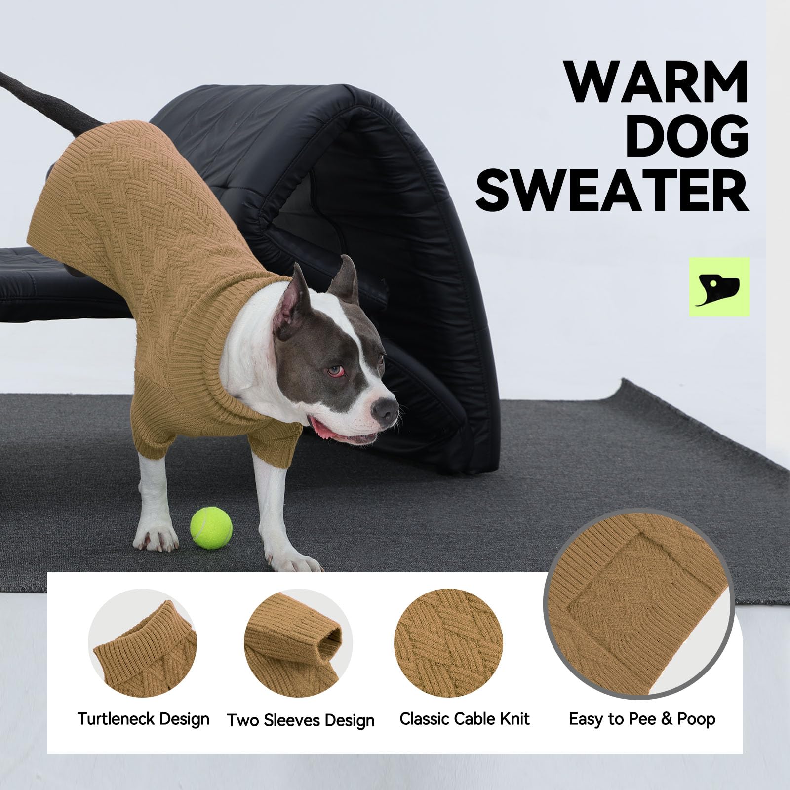 SUNFURA XS Hundepullover, kleine Hundepullover, Strickwaren für den Winter, Katzenpullover, Weihnachtssweatshirt für Yorkie, Chihuahua, warme dicke Rollkragenkleidung für Hunde, Jungen, Mädchen,