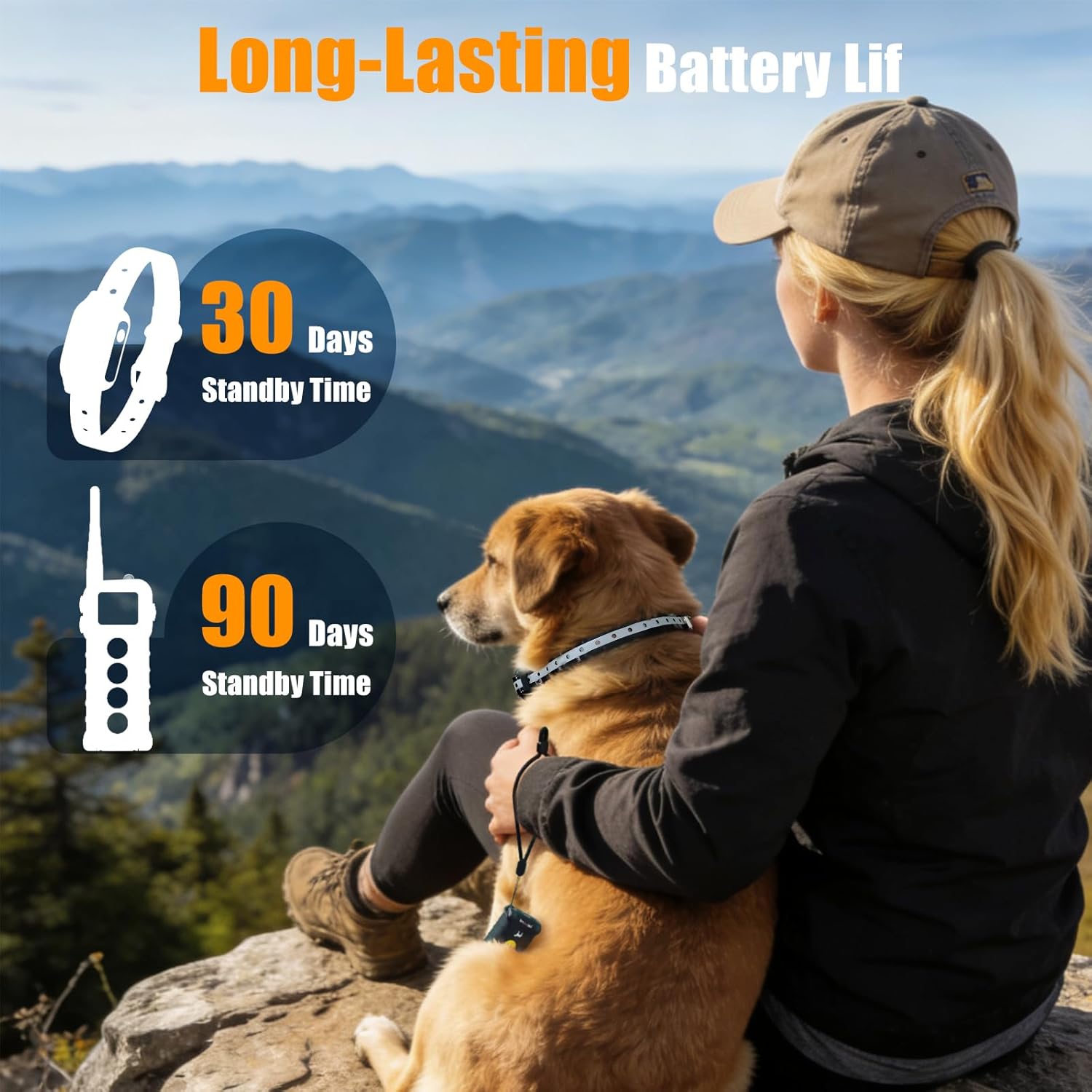 PERPETUAL No Shock Dog Vibration Collar for 2 Dogs, 3300FT Long Range, Waterproof Training Collar with 9 Beep & Vibration Modes, Black, 5-120 lbs