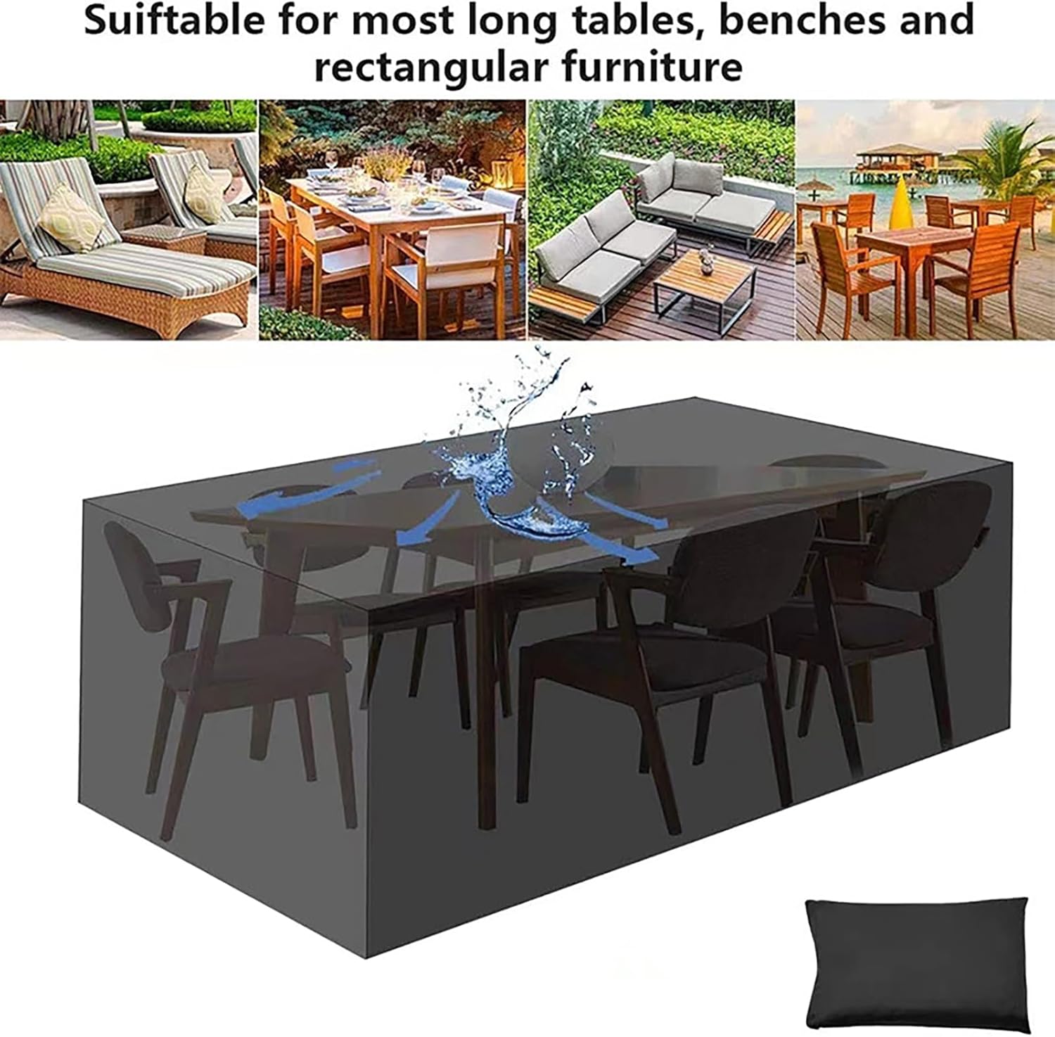 GLocKi パティオ家具カバー アウトドア家具カバー 防水 424D 高耐久素材 屋外テーブルカバー 風防塵 紫外線防止 耐久性の