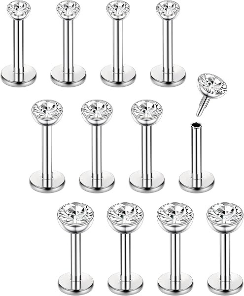 Chriscoco 16G 12Pcs Helix Piercings Chirurgenstahl Piercing Ohr Conch Piercing Nasenpiercing Tragus Piercing lippenpiercing labret Piercing Studs 6/8mm für Frauen Männer - 1