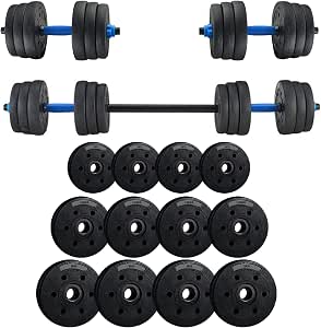 Juego De Mancuernas Ajustables FUXION 44LB (20kg) Con Barra - Peso Variable Para Gimnasio En Casa