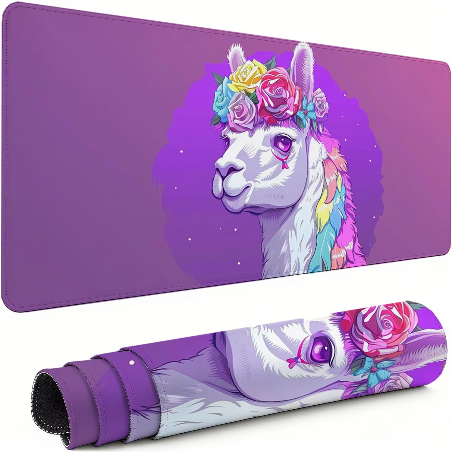 Podkładka pod mysz XXL fioletowa 1200 x 600 x 3 mm antypoślizgowa gumowa podkładka pod mysz dla graczy alpaka precyzja kompatybilna z wszystkimi myszami, miękka powłoka wodoodporna ochrona biura do