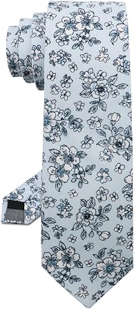 Mens Cotton Floral Ties 2.56" Skinny Print Flower Necktie for Wedding