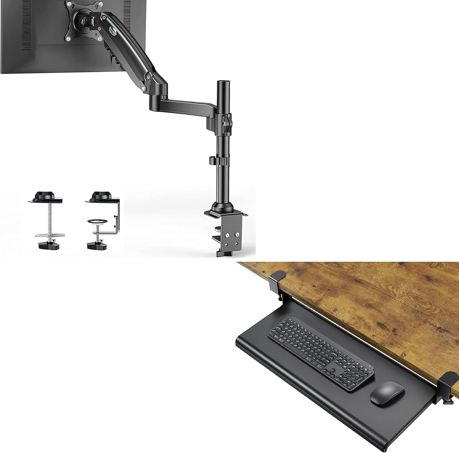 HUANUO Single Monitor Mount & Keyboard Tray Under Desk