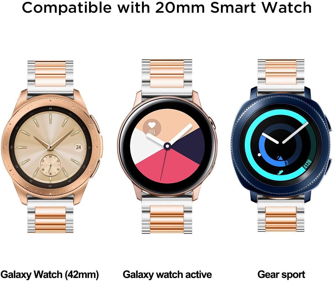 Super Big Clearance! Valkit Compatible with Samsung Galaxy Watch 42mm/Galaxy Watch 4/Galaxy Watch 4 Classic/Galaxy Watch 3 41mm Band, 2 Pack 20mm Stainless Steel Wristbands Men Women for Galaxy Watch Active 2 40mm 44mm