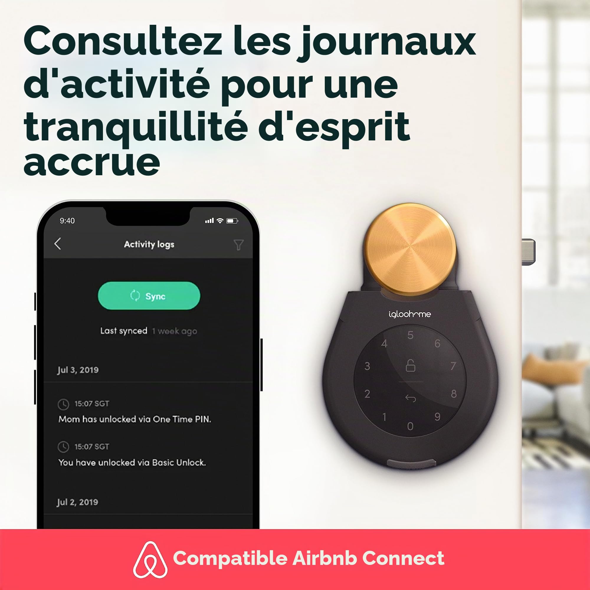 igloohome Smart Keybox 3 Boîte à Clés Connectée – Grand Coffre à Clés Intelligent avec Synchronisation Airbnb (iOS/Android) - Générez à Distance des Codes Bluetooth et des Codes PIN sans Internet