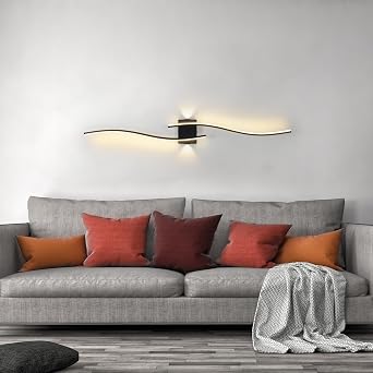 Wall Lights for Living Room,Modern Indoor Led Wall Light of Linear Acrylic Bar,Balck Wall Sconce Lamp Fixtures,Wall Lighting for Bedroom Living Room Hallway Vanity Mirror Stairs 3000K 120Cm [Energy Class F]