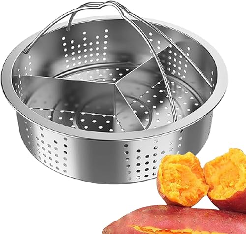 Tamale Steamer Pot - Cesta de rejilla de acero inoxidable con 3 divisores  Vaporizador multifuncional triple vegetariano