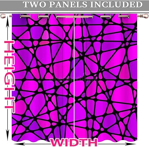 Miniatura 3 de ZYMECH Purple Cortinas para Sala,Mosaic Decor Art Patio Door Blackout Curtains Blackout Fabric 85in Width by 85in Height