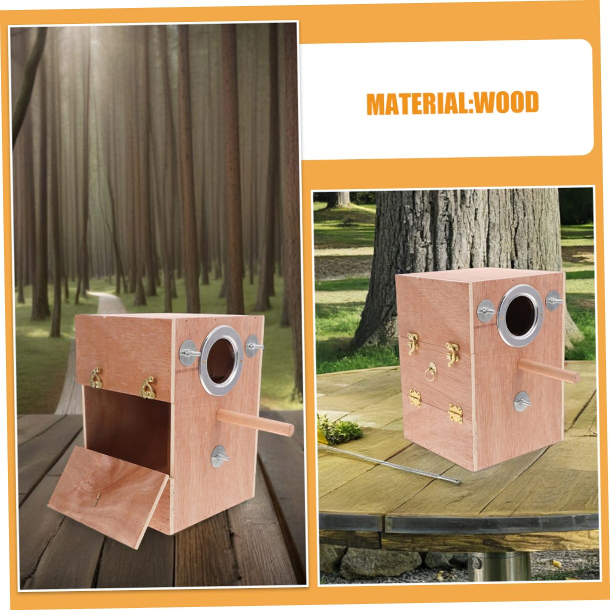 Mipcase Caja De Cría para Pájaros De Madera con Percha Caseta De Cría para para Agapornis Pinzones y Periquitos Refugio Colgante Invierno