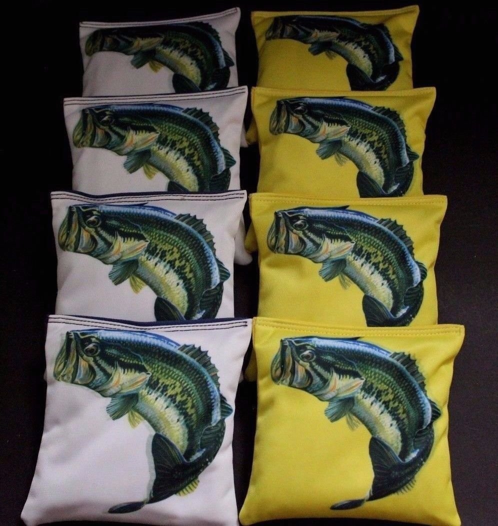BackYardGamesUSA BASS Trout Fish Fisherman 8 Regulation Custom Fishing Cornhole Bags B169