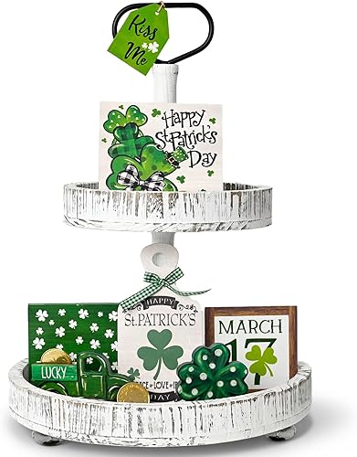 Miniatura 8 de Smile - Juego de 15 piezas de decoración navideña para interiores, juego de decoración de bandeja escalonada, centro de mesa de árbol de Navidad,