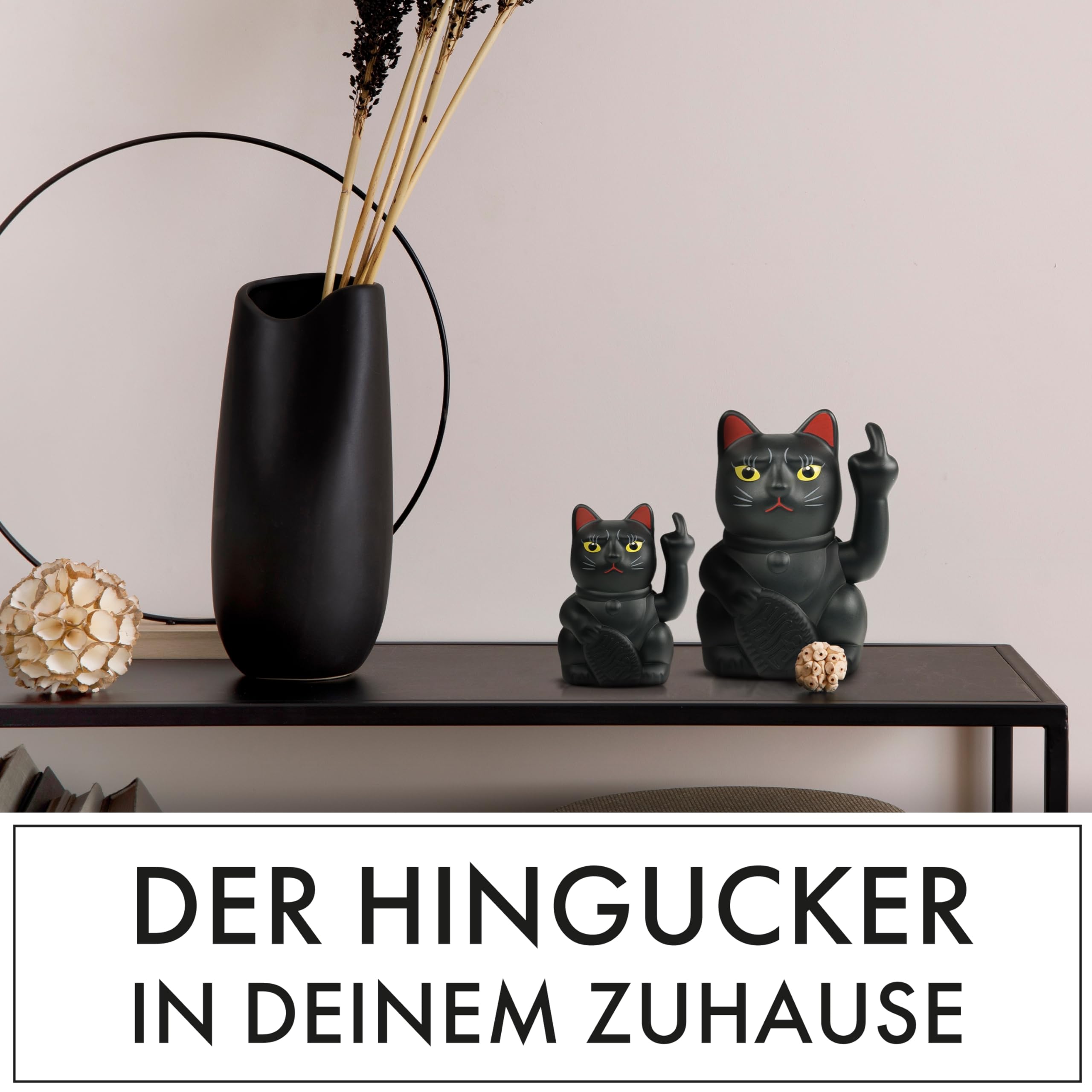 ANGRY CAT – Mini machający kot Lucky CAT SOLAR zasilany zabawnym maganym kotem – japoński macha kot ze środkowym palcem – artykuł dekoracyjny ruchomy kot – machające ramię ze środkowym palcem – 10 cm