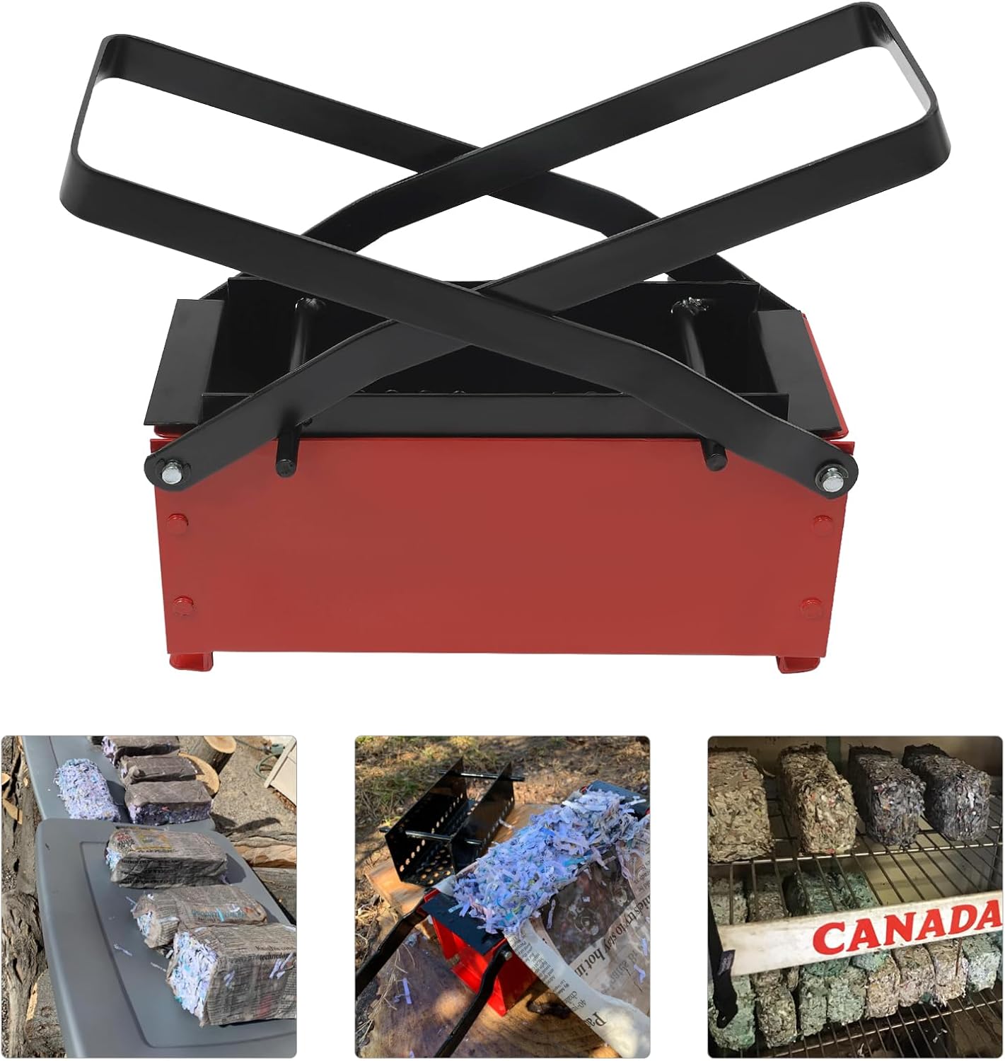Waste Paper Log Briquette Maker, Single Grid Heavy Duty Carbon Steel Manual Newspaper Brick Press Machine, Paper Fire Brick Maker Press for Eco Recycling, Fireplace Fuel Production, DIY