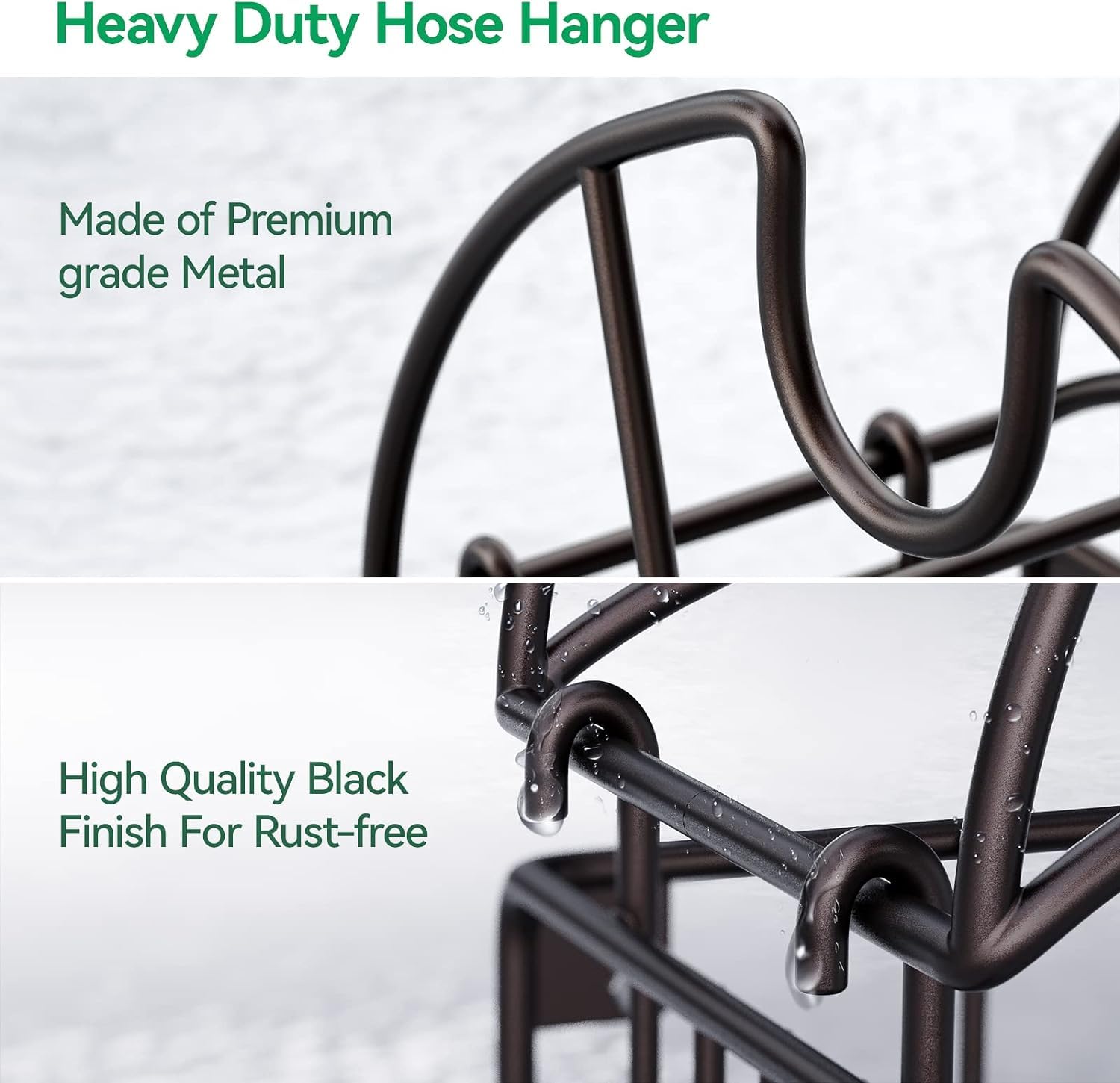 Garden Hose Holder,Water Hose Holder Wall Mount,Heavy Duty Metal Hose Hanger with Tool Storage Basket,Outdoor Hose Stands for Outside Garden Yard Garage - Image 3