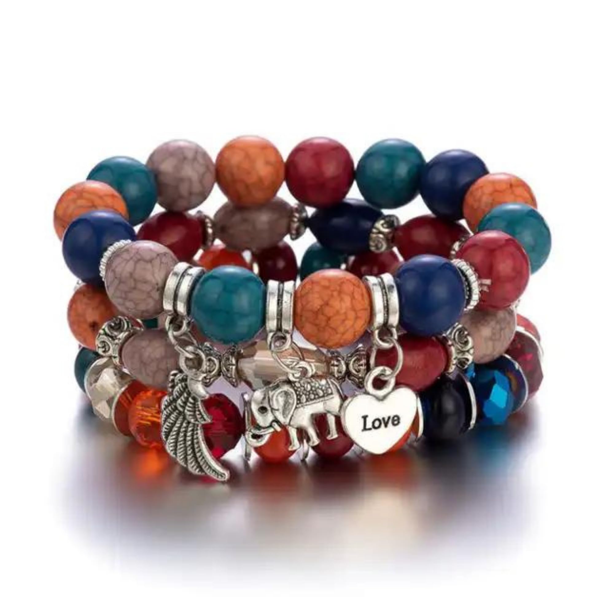 Multi Color Boho Mutilayer Beaded Stackable Elephant Wing Heart Charm Pendant Bracelet For Women Girls (B0C5JVDHWL) Amazon Price History, Amazon Price Tracker