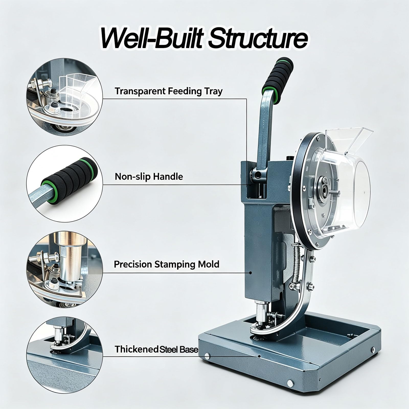 Ösenwerkzeug ohne Bohren, Mobile Ösenpresse | Präzise mobile Ösenmaschine mit Halbautomatik, Magazin-Einzug & Ergonomie-Griff für PVC Stoffe