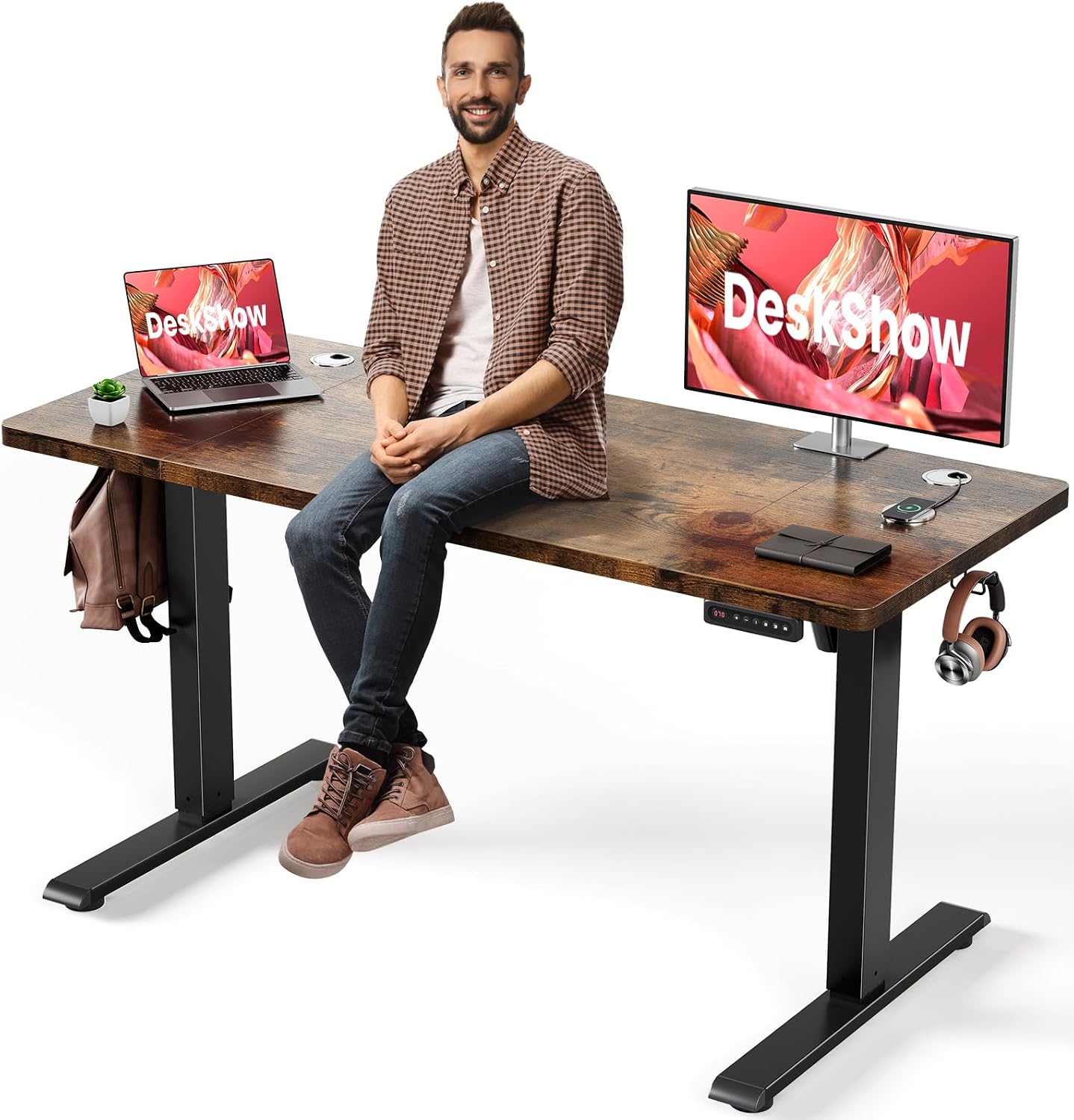 Amazon.com: DeskShow Electric Standing Desk Adjustable - 55 x 24 Inch ...