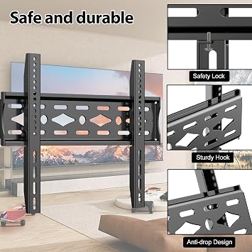 Fixed TV Wall Bracket Fit Most 26-63 inchs LED/LCD/OLED Flat&Curved TVs Low Profile Fixed Television Wall Mount VESA 75x75mm to 400x400mm Up to 50KG 32 36 38 42 55 Universal TV Mount