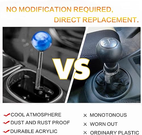 Miniatura 52 de Pomo de palanca de cambios redondo universal estilo mármol 5 6 velocidades para vehículos automáticos manuales con adaptadores (morado)