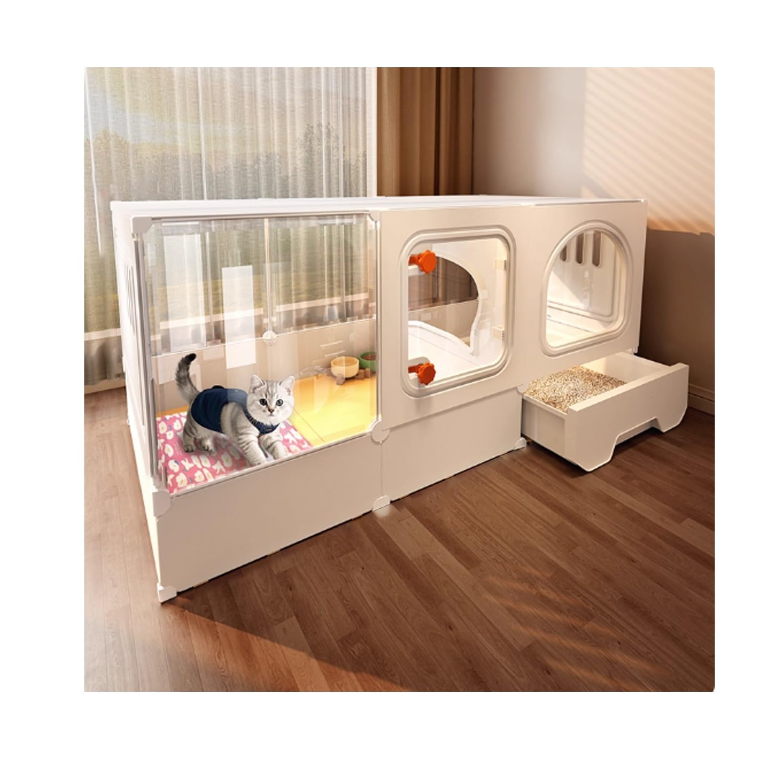 Multifunctional Indoor Cat Cage with Detachable Litter Box and Large Exercise Area, Ideal Home Solution for 1-2 Cats