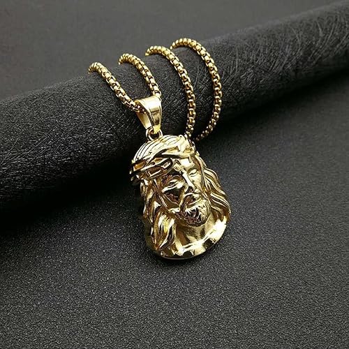 Miniatura 2 de Colgante de Jesús, collar de Jesús para hombres, collar de cabeza de Jesús Jesús, joyería religiosa de Jesús, collar de acero inoxidable con dije de