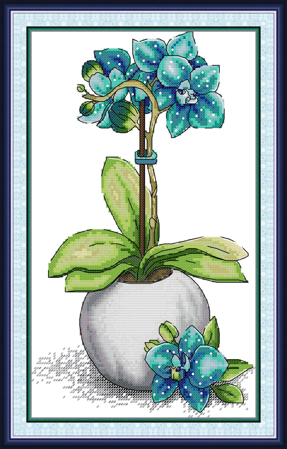 ABEUTY Cross Stitch Kits Cymbidium for Adults Pre Printed or NOT, DIY 14 Count Embroidery Sewing Starter Kit Stamped or Unstamped DMC Needlework Easy Beginners (Unstamped)